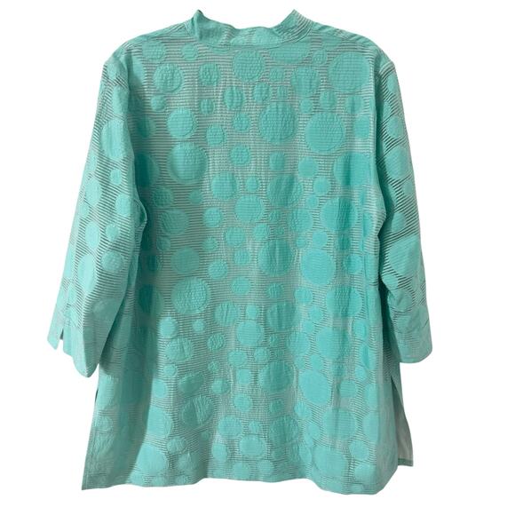 Ming Wang Bubble Textured Tunic Jacket Mandarin Collar in "Mint" Green Size L - Picture 9 of 12